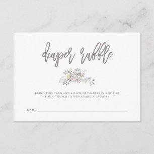 Watercolor Floral Botanical Wreath Diaper Raffle Enclosure Card