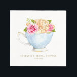 Watercolor Floral Bouquet in Teacup Bridal Shower Napkin<br><div class="desc">Add a touch of timeless elegance to your bridal shower with these customizable bridal shower paper napkins featuring a charming watercolor rose bouquet in a vintage teacup. Perfect for tea party-themed celebrations, garden gatherings, or romantic bridal brunches. Personalize these paper napkins by adding your name, event and date. Whether you're...</div>