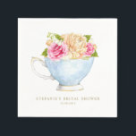 Watercolor Floral Bouquet in Teacup Bridal Shower Napkin<br><div class="desc">Add a touch of timeless elegance to your bridal shower with these customizable bridal shower paper napkins featuring a charming watercolor rose bouquet in a vintage teacup. Perfect for tea party-themed celebrations, garden gatherings, or romantic bridal brunches. Personalize these paper napkins by adding your name, event and date. Whether you're...</div>