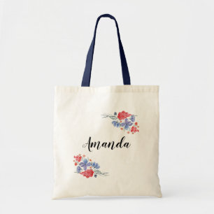 Watercolor floral bouquet ,personalized tote bag