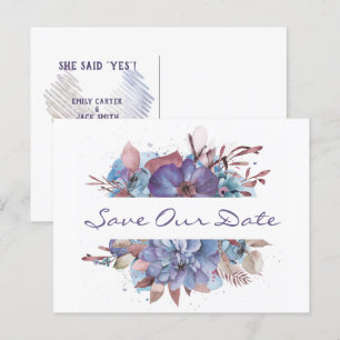 Watercolor Floral Bouquet Save the Date Announcement Postcard
