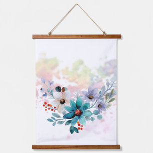 Watercolor Floral Bouquet, Summer Flowers Design,  Hanging Tapestry