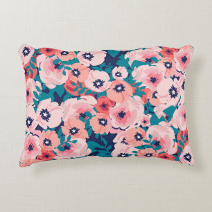 Watercolor Floral Bouquet: Vintage Peonies. Accent Pillow