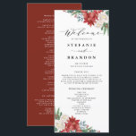 Watercolor Floral Bouquet Winter Wedding Ceremony Program<br><div class="desc">Share details of your wedding with these customizable winter wedding programs. It features watercolor floral bouquets of red poinsettias,  holly,  paperwhites,  white roses and greenery accents. These Christmas floral wedding programs are perfect for winter weddings and holiday weddings. Personalize by adding names,  date and other event details.</div>