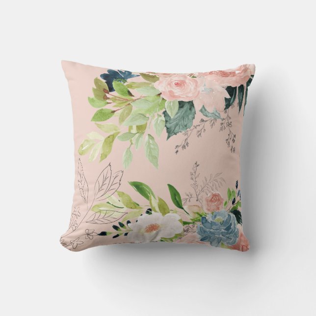 Watercolor floral bouquets classy elegant modern throw pillow (Front)