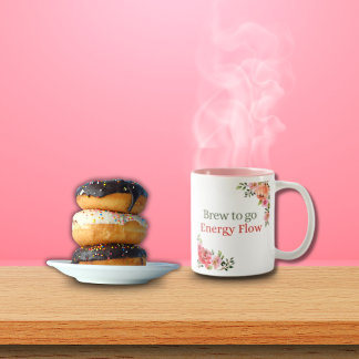 Watercolor Floral Brew To Go Energy Flow  Two-Tone Coffee Mug