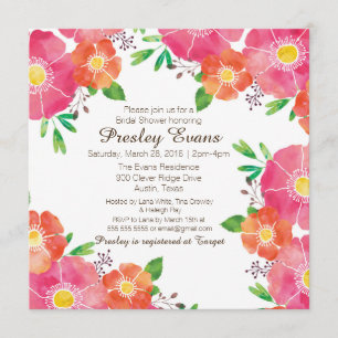 Watercolor Floral Bridal or Baby Shower Invitation