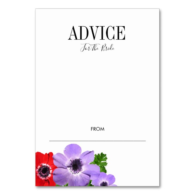 Watercolor Floral Bridal Shower Advice Card (Front)