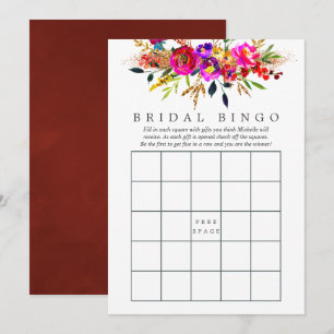 Watercolor Floral Bridal Shower Bingo Invitation