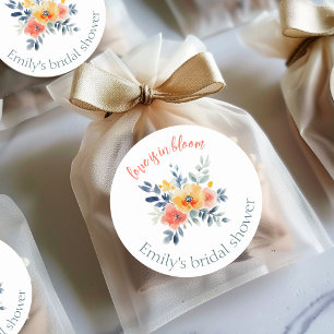 Watercolor Floral Bridal Shower Custom Classic Round Sticker