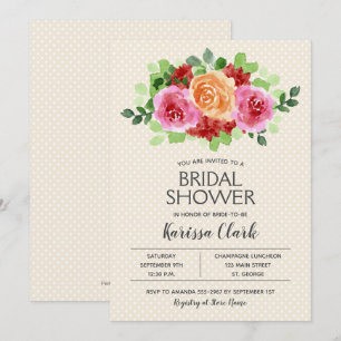 Watercolor Floral Bridal Shower Invites