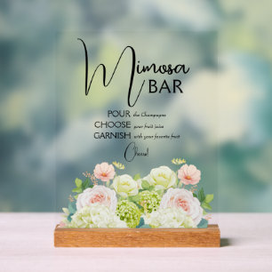 Watercolor Floral Bridal Shower Mimosa Bar Acrylic Sign