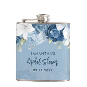 Watercolor Floral Bridal Shower Personalized Hip Flask