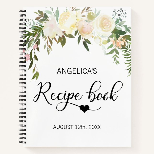 Watercolor Floral Bridal Shower Recipe Book (Front)