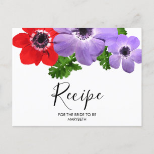 Watercolor Floral Bridal Shower Recipe Postcard