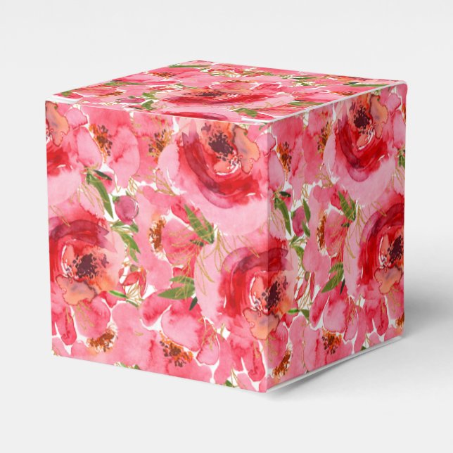 Watercolor Floral Bridal Shower Square  Favor Box (Front Side)