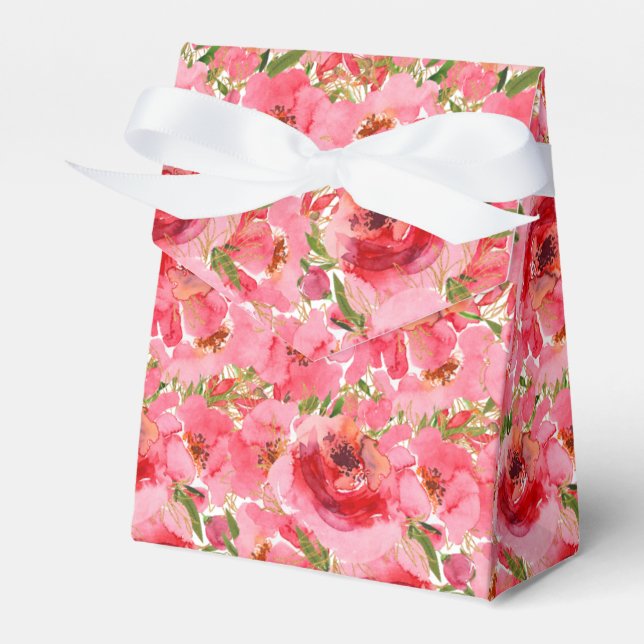 Watercolor Floral Bridal Shower Tent Favor Box (Front Side)