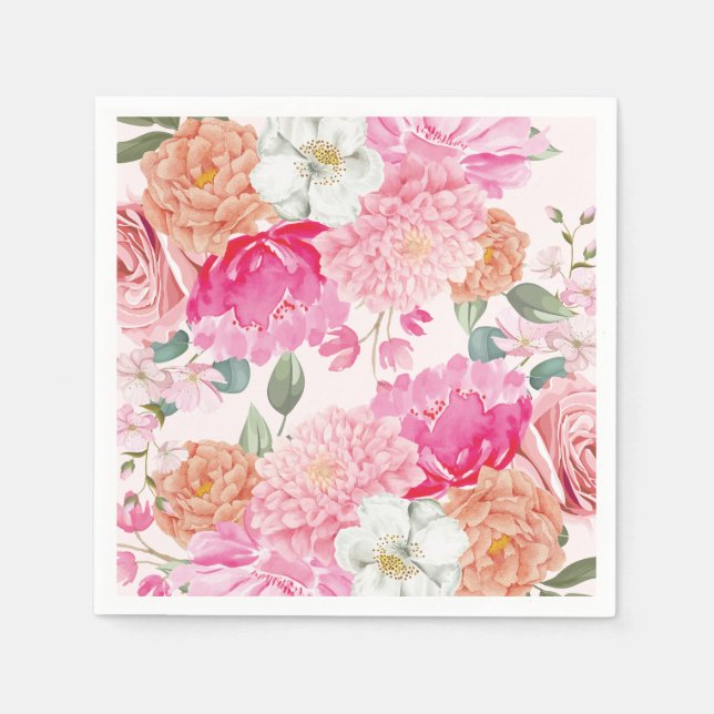 Watercolor Floral Bride In Bloom Bridal Shower Napkin (Front)