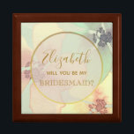 Watercolor Floral Bridesmaid Proposal Box<br><div class="desc">Simple,  modern,  elegant,  botanical mint green Bridesmaid proposal box with watercolor blush pink flowers.</div>