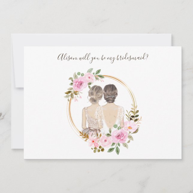 Watercolor Floral Bridesmaid Proposal Card (Front)