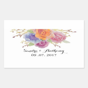 Watercolor Floral Bright Wedding Stickers
