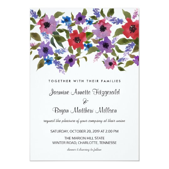 Watercolor Floral Bunch Wedding Chic Card