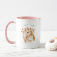 Watercolor Floral Bunny Rabbit | Name Monogram