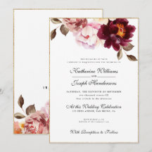 Watercolor Floral Burgundy Bouquet Romance Wedding