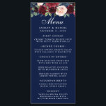 Watercolor Floral Burgundy Wedding Menu Blue<br><div class="desc">Elegant Burgundy Marsala Blue Watercolor Floral Wedding Menu Card</div>