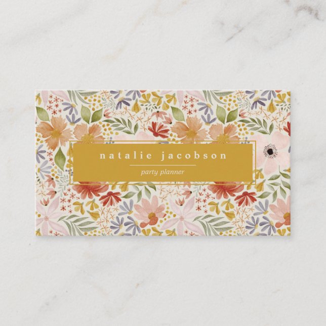 Watercolor Floral Business Card (Front)