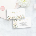 Watercolor Floral Business Card<br><div class="desc">Watercolor Floral Business Card. Chic & Stylish, this beautiful floral business card features stunning hand-painted watercolor blush pink, dusty blue, and bright yellow delicate pressed vintage wildflowers with sage green botanicals.</div>