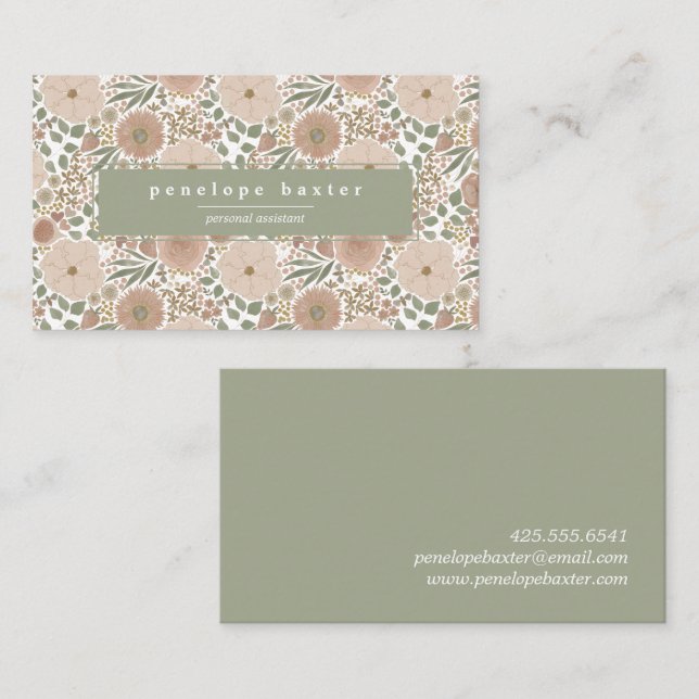 Watercolor Floral Business Card (Front/Back)