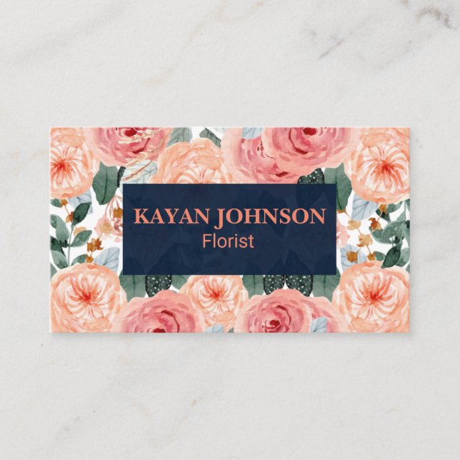  watercolor floral business cards florist (Front)