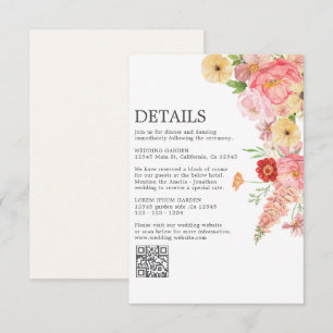 Watercolor floral butter yellow Wedding qr code Enclosure Card