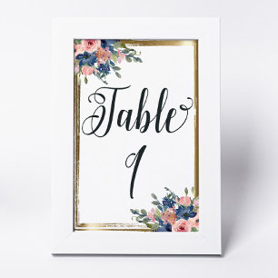 Watercolor Floral Calligraphy Table Number 1