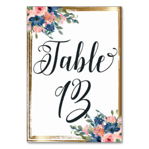 Watercolor Floral Calligraphy Table Number Card 13