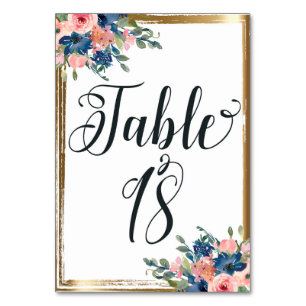 Watercolor Floral Calligraphy Table Number Card 18