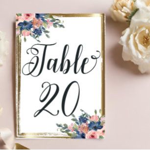 Watercolor Floral Calligraphy Table Number Card 20