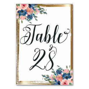 Watercolor Floral Calligraphy Table Number Card 28