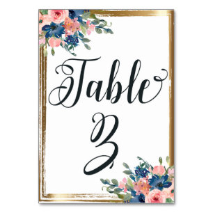 Watercolor Floral Calligraphy Table Number Card 3