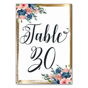 Watercolor Floral Calligraphy Table Number Card 30