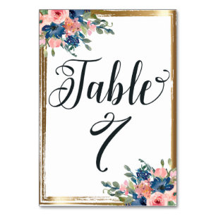 Watercolor Floral Calligraphy Table Number Card 7