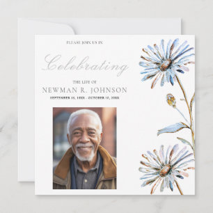 Watercolor Floral Celebration of Life Photo Invitation