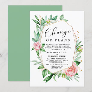 Watercolor Floral Change Of Plans Announcement