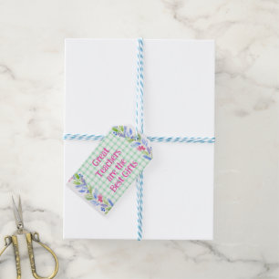 Watercolor Floral Check Teachers are Best Gift  Gift Tags