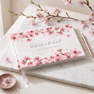 Watercolor Floral Cherry Blossom Wedding Guest Book