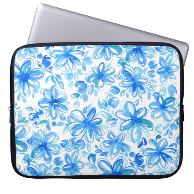 Watercolor Floral Chintz Cute Pattern Laptop Sleeve (Front)