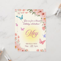 Watercolor Floral Christian Birthday Invitation 