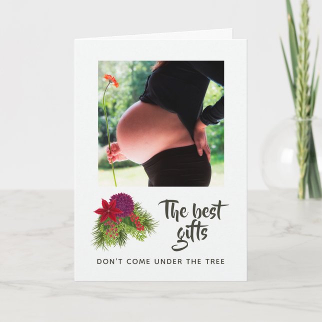 Watercolor Floral Christmas Baby Expecting Announcement (Front)
