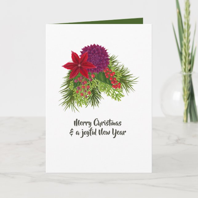 Watercolor Floral Christmas Card (Front)